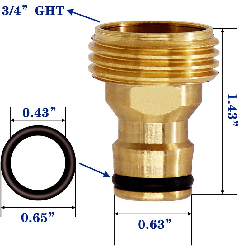 Garden Hose Quick Connector, 3/4 Inch GHT Thread Quick Connect