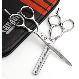 Hairdressing Barber Salon Scissors, Thinning Scissors set 5.5", New Silver with fix Screw Plus Scissors Pouch/Case