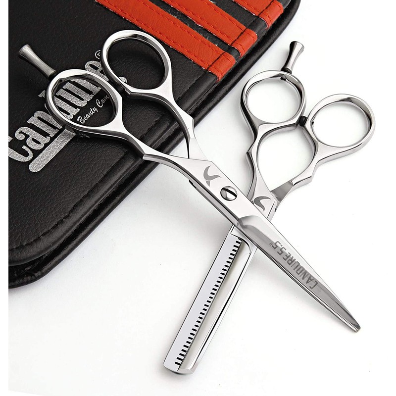 Hairdressing Barber Salon Scissors, Thinning Scissors set 5.5", New Silver