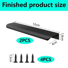 QZKJQDD 2 Pack Black Kitchen Cupboard Handles Finger Edge Pulls for Cabinets and Drawers, 120mm Wardrobe Door Handles Modern Aluminum, Matte Black
