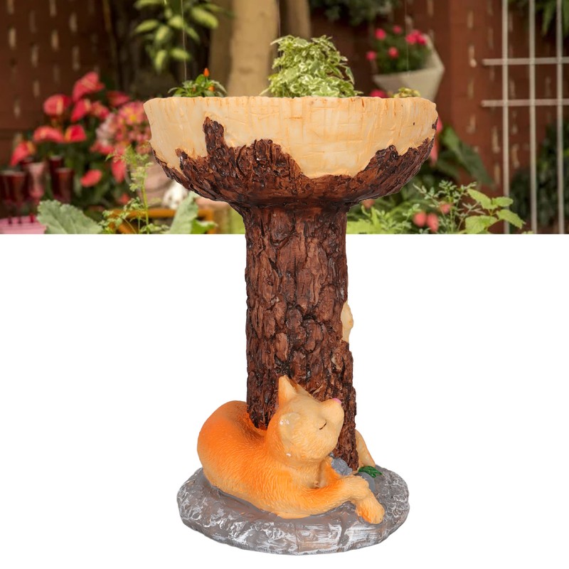 Cat Bird Bath Statue Durable Resin Bird Bath Bowl Exquisite