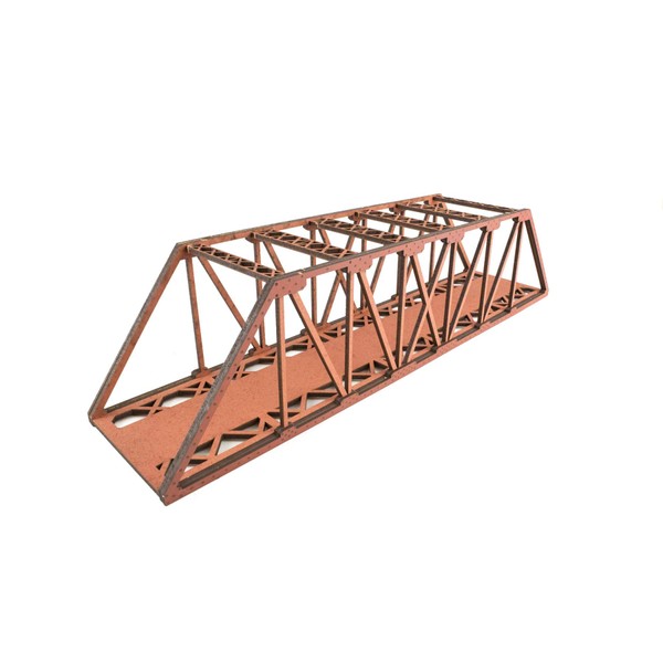 War World Scenics Single Track Red High Detail MDF Girder Bridge 450mm – OO/HO Gauge Scale Model Railway Diorama Modelling Layout Scenery Landscape Rail Structure