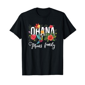 Ohana Means Family Hawaii Hibiscus Flower 70s Retro Hawaiian T-Shirt