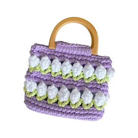 Woven Handbag DIY Kit Flower Style Bright Colors Cute Eye Catching Handbag DIY Tool Kit for Friends Family Type 3