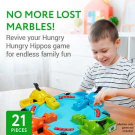 Impresa - Canicas de repuesto compatibles con hipopótamos hambrientos - 21 piezas - Incluye 19 bolas rojas con 2 bolas extra amarillas - Ideal para reemplazar piezas de juego perdidas o dañadas