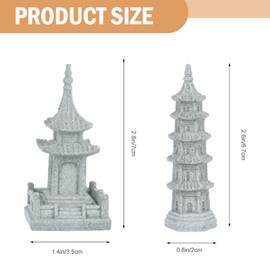 Angoily 3 Pieces Japanese Stone Lantern Asian Decorative Figures Pagoda Statue Mini Oki Gata Lantern Zen Garden Decorative Figure Stone Figures Sculpture Miniature Ornament for Pond Micro Landscape