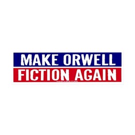 Peace Resource Project Make Orwell Fiction Again Red White and Blue 1984 Bumper Sticker or Car Window Decal 8.5-by-2.5 Inches