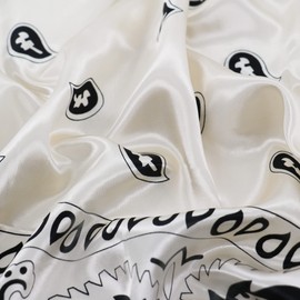 vimate Bandanas Scarves-2 Pcs 35 Square Classic Black White Paisley Pattern Silk Like Head Scarfs for Women'S Hair (2 Pack-C)