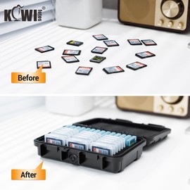 KIWIFOTOS SD Card & CF Express Type A Card Holder Case with Individual Clear Plastic Card Box Protector, Water-Resistance Anti-Shock Anti-Dust Memory Card Storage fits 14x CFA & 18x SD SDXC Cards