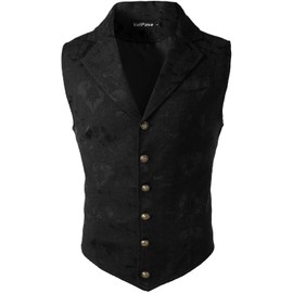 VATPAVE Mens Victorian Suit Vest Steampunk Gothic Waistcoat Medium SU14 Black