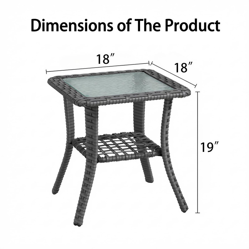 Dienspeak Patio Tables Wicker Side Table, Rattan End Table with