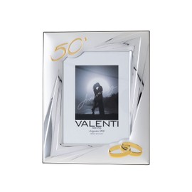 Valenti&Co Bilderrahmen aus Silber, 13 x 18 cm, ideal als Geschenk zur goldenen Hochzeit – 50 Jahre Hochzeit oder für 50. Verwandte, Großeltern oder Mama und Papa.
