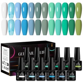 MTSSII 12PCS Gel Nail Polish Set,UV/LED Soak Off,12 Colors Gel Nail Kit Art Design Soak Off UV LED,Nail Art Design Gifts for Women (Set-8, 12pcs)