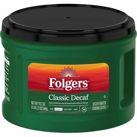 Folgers Decaf Coffee, Ground Coffee, Classic Medium Roast, 19.2 Ounce Canister