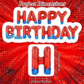 Spider Themed Happy Birthday Banner Party Decorations Kit with Spider Balloons, Colorful Superhero Backdrop Supplies for Boys Kids Indoor Outdoor Celebration, Themed Party Essentials(Spider Blue+Red)
