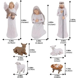KDVOG 7 Piece Nativity Set, Handcrafted Christianity Nativity Scene Holy Family Collectible Figurines for Christmas Decor Wedding Gift