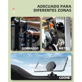 Soporte Magnético para Celular de Doble Cabezal Ajustable, Soporte Teléfono para Gimnasio Tiene un Imán Fuerte que se Adhiere a la Superficie Metálica, Graba videos entrenamiento manos libres (Negro)
