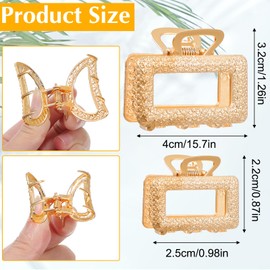 KFHENSOMR Metal Mini Hair Clips 6 Pcs Gold Medium Hair Claw Clips Gold Strong Hold Metal Hairs Catch Barrette Cute Small Jaw Clamps for Women Styling Accessories with Thick or Thin Hairs