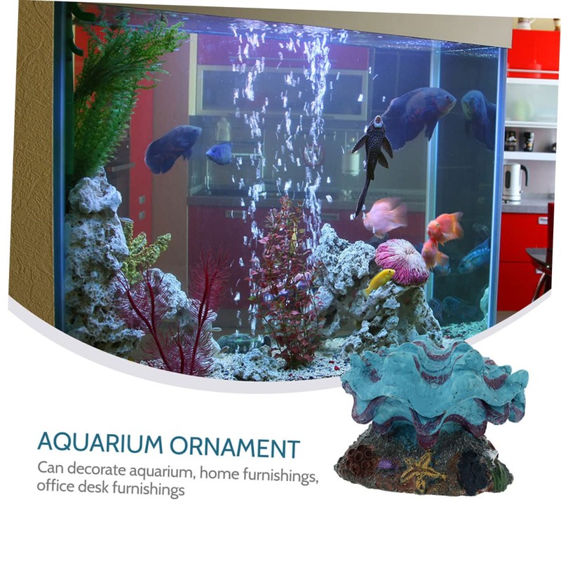 Mobestech 2Pcs Scallop Fish Tank Bubbler Decoration Underwater Ornaments for