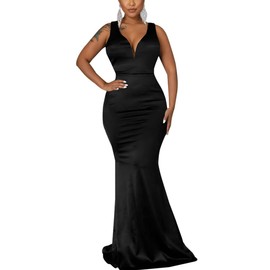 JTNFairy Women's Sleeveless Bodycon Corset Maxi Dress Ruched Elegant Evening Wedding Guest Long Formal Dresses