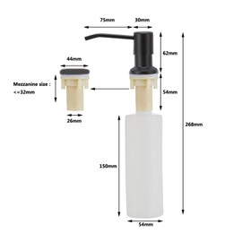 300 ml Kitchen Sink Soap Dispenser Countertop Soap Dispenser Pump Stainless Steel Plastic 360 Degree Rotation Multifunctional Liquid Soap Dispenser for Kitchen (Black)
