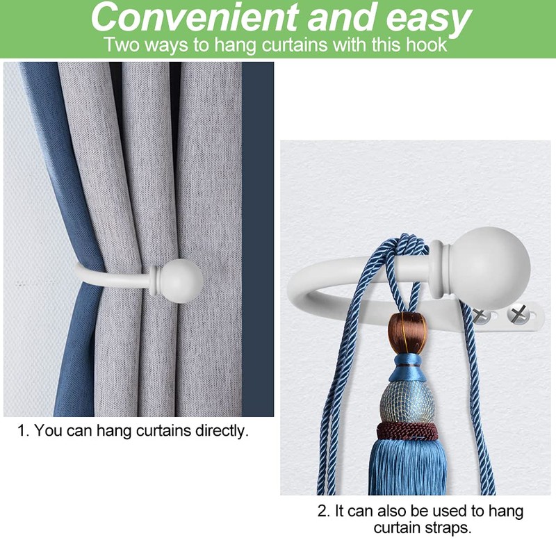 2 Packs Curtain Holdback, Wall Mounted Curtain Tie Backs Metal