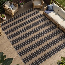 Striped Easy Jute Rug 6x9 Outdoor Rug Washable Area Rugs for Living Room Bedroom Non Slip Neutral Farmhouse Indoor Outdoor Carpet for Backyard Patio Office