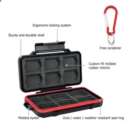 24 Slots Memory Card Case for 12 SD SDXC SDHC Card + 12 CFexpress Type A Card, Water-Resistant, Anti-Shock SD Card Holder Storage with Carabiner