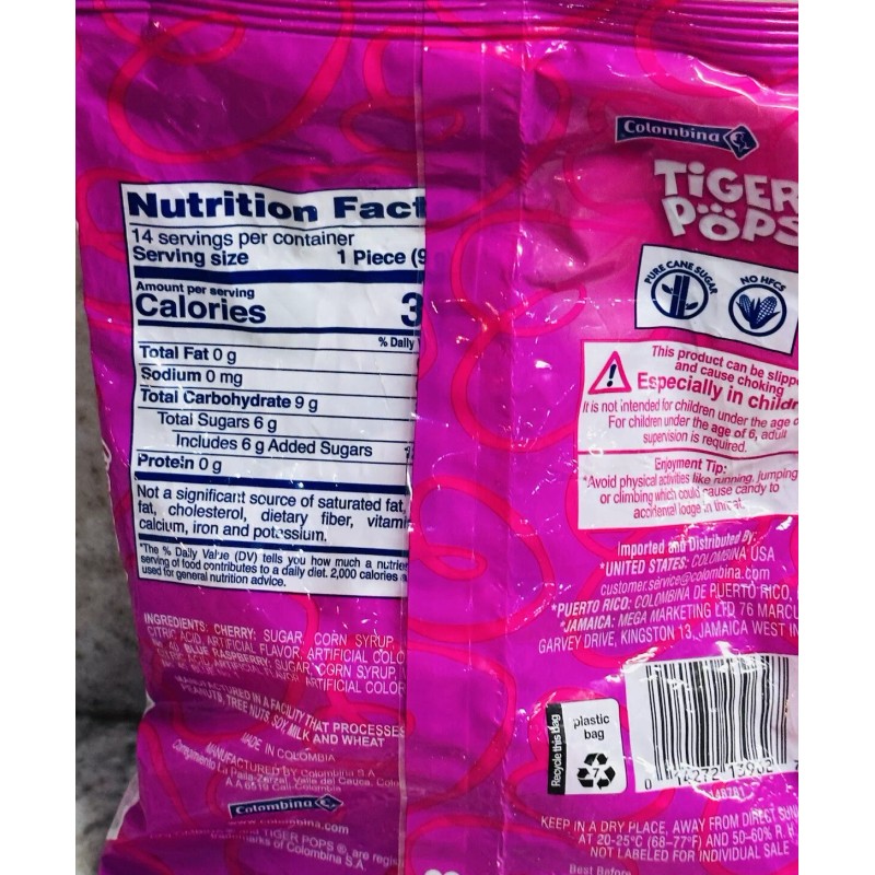 Tiger Colombina Tiger Pops Very Berry 14 Pops 4.5oz-Great For