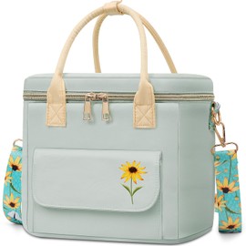 Hihealer Deluxe Women's Lunch Bag with Rare Floral Pattern - Large Leak-proof Insulated Cooler Bag with Multiple Pockets and Removable Strap for Work/Picnic Christmas Gifts for Women