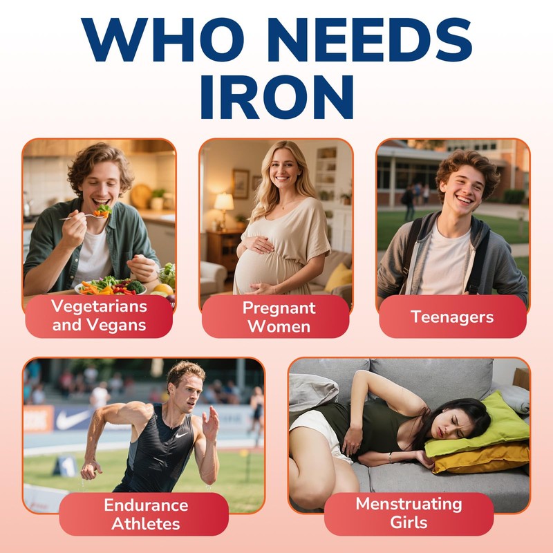 Vitalibre Iron Supplement for Women and Men, Iron Bisglycinate, 65mg