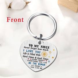 ABBNT Keyring for Niece, Inspirational Keychain Gift for Niece Birthday, Graduation, or Christmas Gift