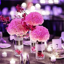 Acrylic Rhinestone Diamond Ribbon for Wedding Cakes, Birthday Decorations, Baby Shower Events,Party Supplies, Arts Rhinestones for Crafts(Silver, 2Row+4Row)