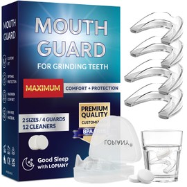 LOPIANY Mouth Guard for Grinding Teeth, Night Guard for Grinding Teeth, Mouth Guard, Night Guard with 12 Cleaning Tablets