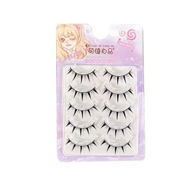 5 Pairs Makeup Cartoon Eyelashes Cosplay Anime Eyelashes Black Stem Wet??Looks Spiky Eyelashes 3D Little Devil Big Eye Eyelashes Extension Tool