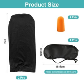 2 Pieces Of Black Long Tube Cap, 1 Pair Of Earplugs And 1 Piece Of Eye Mask, Sleeping Cap, Elastic Nightcap, Simple Nightcap, Sleeping Equipment