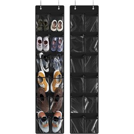 Simple Houseware 24 Pockets - 2PK 12 Large Pockets Over Door Hanging Shoe Organizer, Black