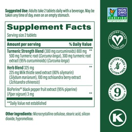 MegaFood Turmeric Curcumin Supplement for Liver Support - Turmeric Supplement with Black Pepper & Milk Thistle - 300mg Curcuminoids Per Serving - Vegan, Gluten Free, NonGMO - 60 Tablets, 30 Servings