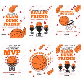 Denylo pro Valentine's Day Greeting Cards Sport Basketball Cards Valentine Basketball Gift Cards Sport Theme Gift Tag Funny Valentine Exchange Cards for School Classroom Gifts Party Favors