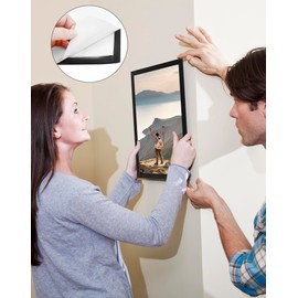 QWORK Magnetic Sign Holder A4 Adhesive Display Frame 8.5" x 11", 10 Pcs Transparent Double Sided Window Display for Home, Office, Retail, Black