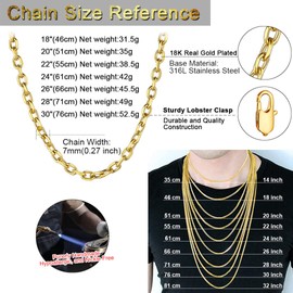 Thick Gold Chain Necklace for Women 7mm Gold Chain Stainless Steel