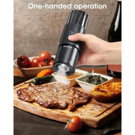 Moriank 2PCS Electric Salt and Pepper Grinder Set Automatic Grinder w/ Rechargeable Base