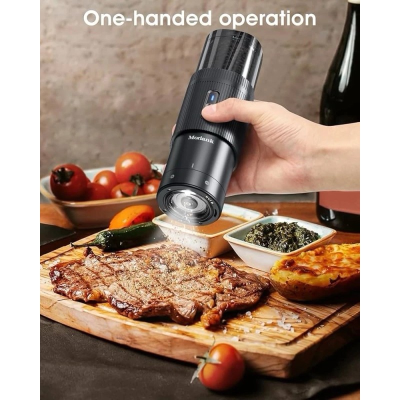 Moriank 2PCS Electric Salt and Pepper Grinder Set Automatic Grinder