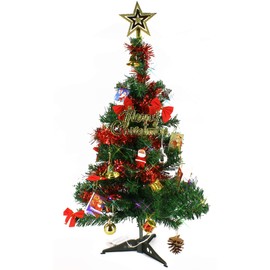 Wideskall Tabletop Green Christmas Pine Tree with Multi-Color 30 LED Lights, 2 Feet