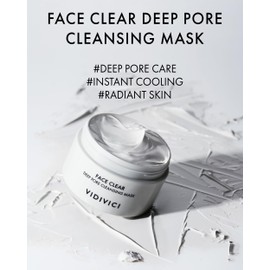 VIDIVICI Face Clear Deep Pore Cleansing Mask - Pore Cleansing Cooling Clay Wash Off Mask - Hydrating & Radiant Skin - Extra Soft Cream Clay for Sensitive Skin, 3.38oz.