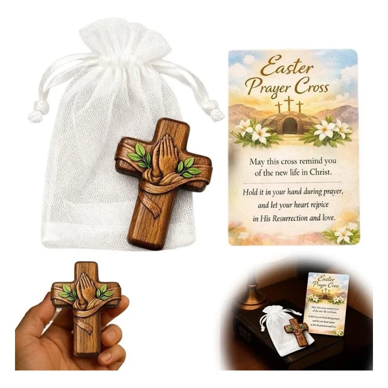 Cruz De Oracin De Bolsillo, Mini Soporte De Madera Hecho