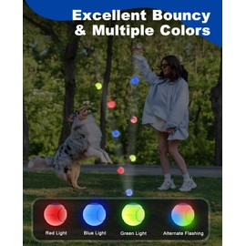 Xeuch LED Dog Ball Rechargeable, Light Up Dog Ball Toys, Bounce-Activated Durable Fetch Ball, Natural Rubber, Unique Scent, 2.5 inches, for Small & Medium Dogs (Blue)