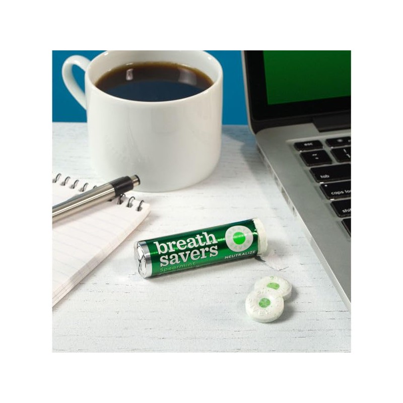 BREATH SAVERS Spearmint Flavored Sugar Free Breath Mints Roll, 0.75
