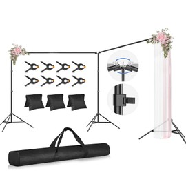 GLOSHOOTING Photo Video Studio Large 20x7ft Adjustable Backdrop Stand, Photography Background Support System Kit with 310° Angle Rotatable Connector, 8 Clamps, 3 Sandbags and Carrying Bag