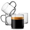 LUXU Glass Coffee Mugs Set of 4,14 oz Clear Coffee